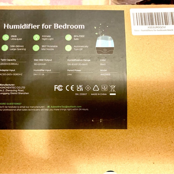 Humidifier - Ultrasonic, Ultra Quiet, Cool Mist - by Admettre - Picture 5 of 11